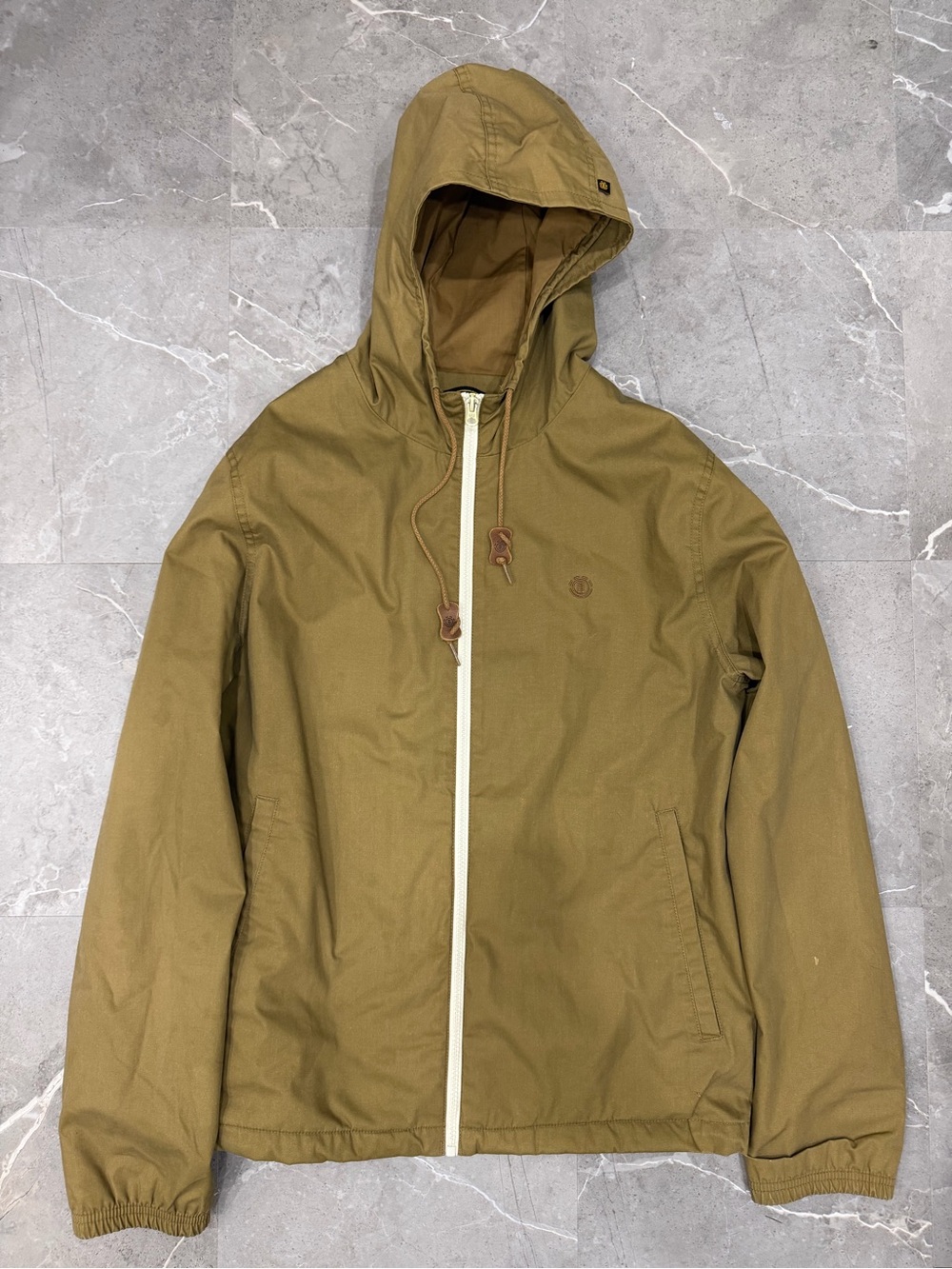 Y2K VTG Element Hoodie Canvas Jacket Grunge Skater Tan Skateboard - Size Medium